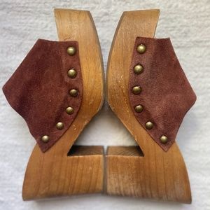 Zara Platform Wooden Clogs Sandals